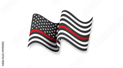thin red line american flag, vector graphic design