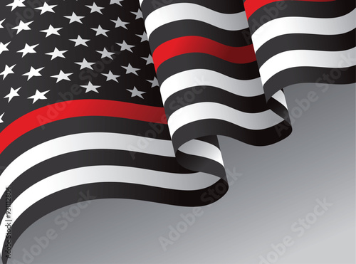 thin red line american flag, vector graphic design