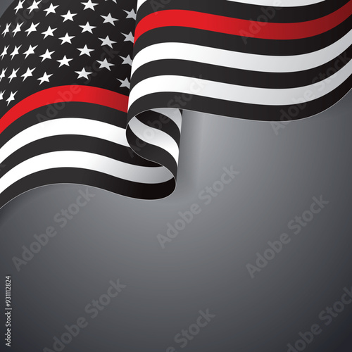 thin red line american flag, vector graphic design