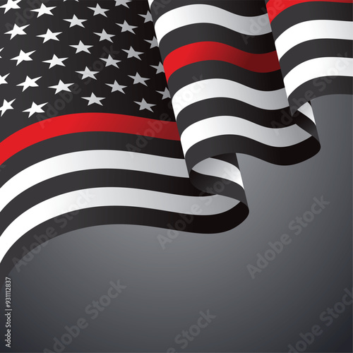 thin red line american flag, vector graphic design