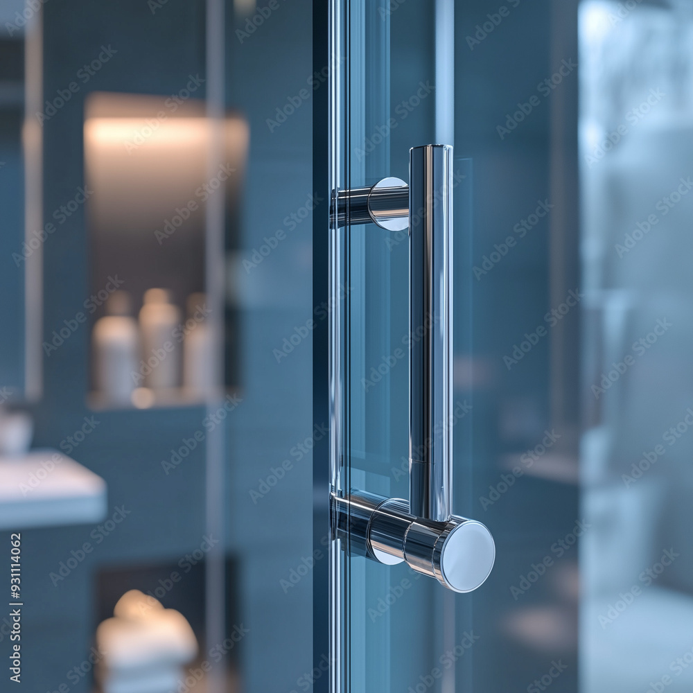 Detailed Look at a Glass Door Handle on a Shower Door for Sleek Design Detailed Look at a Glass Door Handle on a Shower Door for Sleek Design