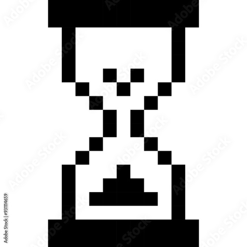 Hourglass in Pixel Design. Vector Icon
