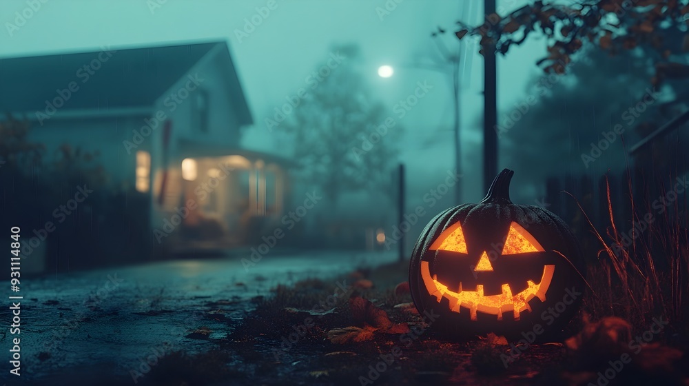 Fototapeta premium Retro Halloween Atmosphere with Eerie Haunting Vibe