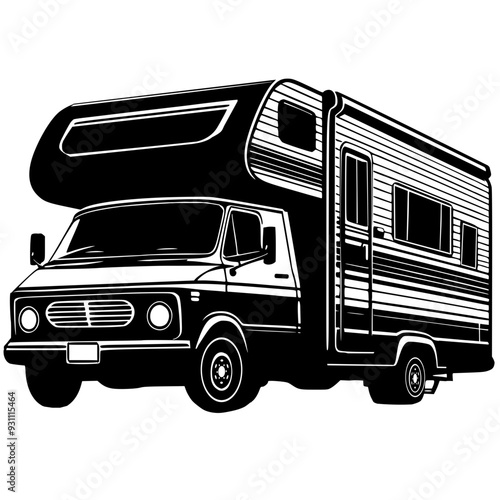 Camper van truck , motor home vector illustration