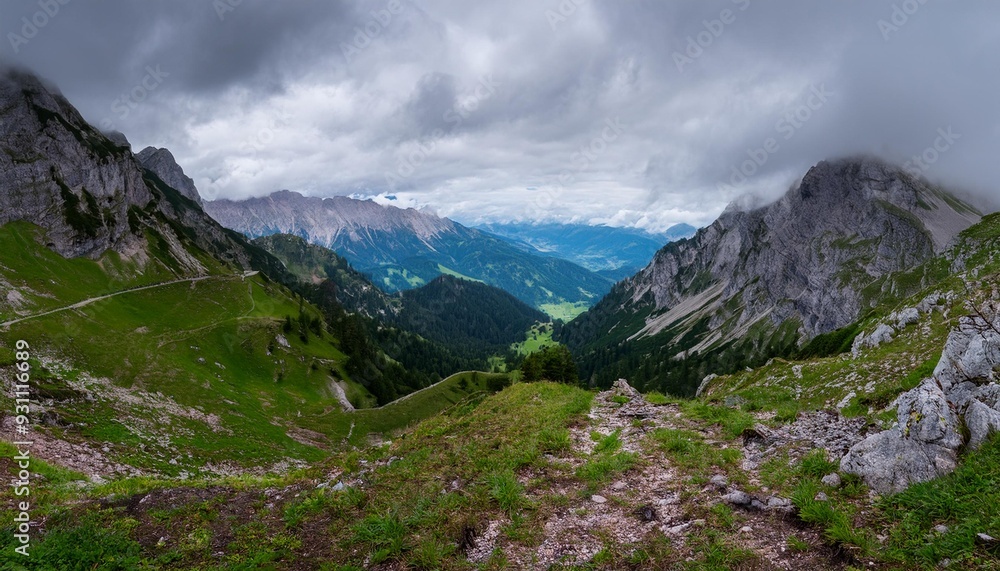 Naklejka premium View of beautiful moody landscape in the Alps.