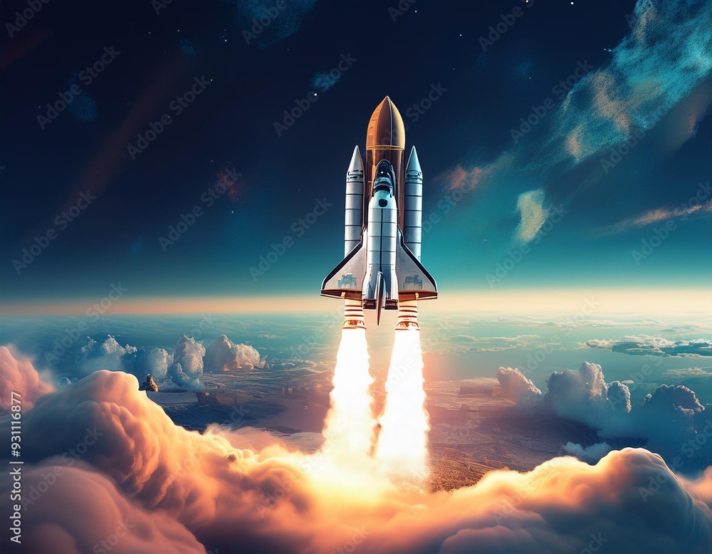 Obraz premium spaceship and ufo