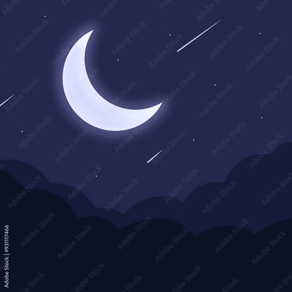 Naklejka premium night sky with moon and stars