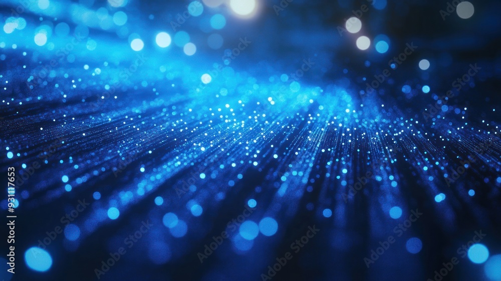 Abstract blue glowing particle streams converge creating a futuristic digital tunnel effect. Abstract blue glowing particle streams converge creating a futuristic digital tunnel effect.