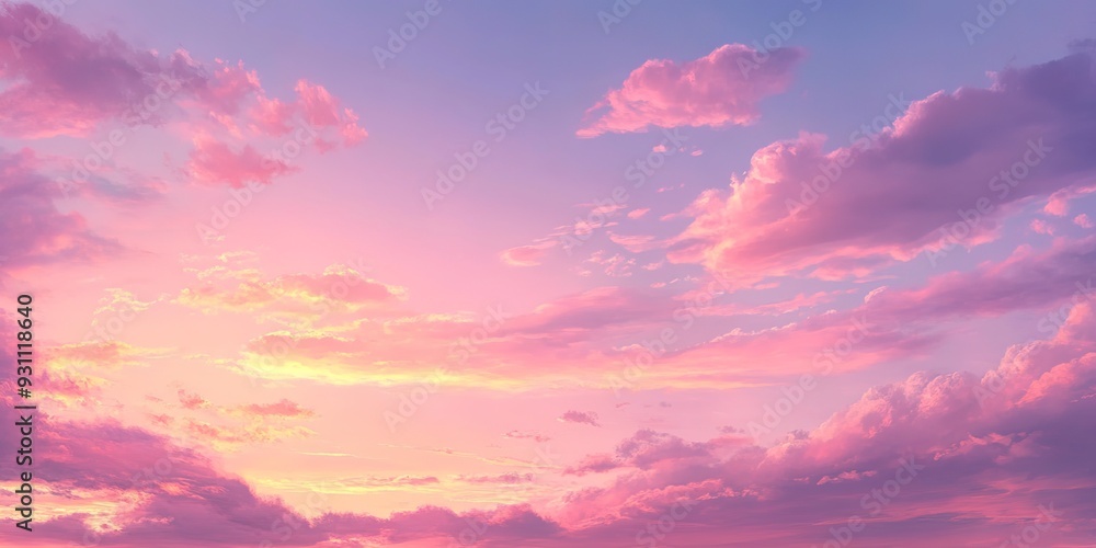 Beautiful sunset sky with pink clouds. Panoramic view of the sky. romantic background wallpaper. Beautiful sunset sky with pink clouds. Panoramic view of the sky. romantic background wallpaper.