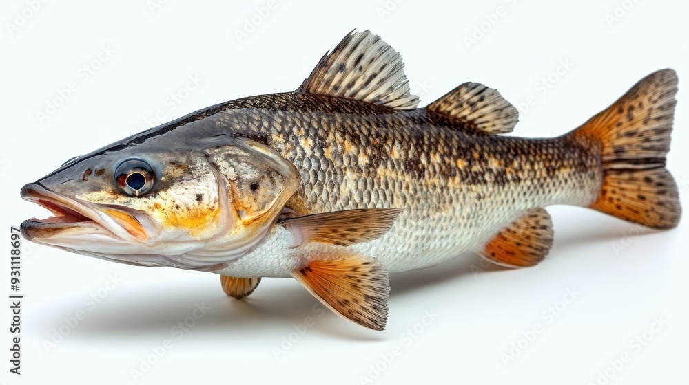 Side view of a sleek barramundi isolated on a whit 183 fish, isolated, food, fresh, white, animal, raw, fishing, carp, fin, seafood, trout, healthy, sea, tail, bream, crucian, nature, catch, freshwat Side view of a sleek barramundi isolated on a whit 183 fish, isolated, food, fresh, white, animal, raw, fishing, carp, fin, seafood, trout, healthy, sea, tail, bream, crucian, nature, catch, freshwat