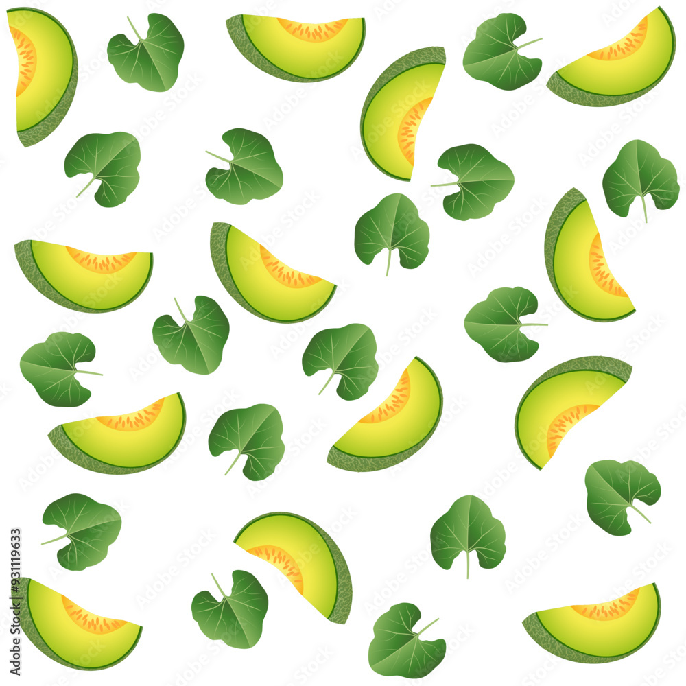 Seamless pattern with Avocado and melon on white background. Vector illustration. Seamless pattern with Avocado and melon on white background. Vector illustration.