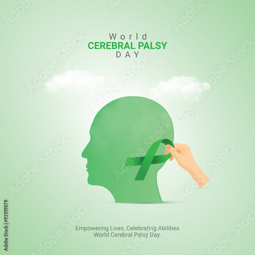 Creative cerebral palsy day ads design. world cerebral palsy day, Celebrated in United States in October 6th, vector, 3d illustration