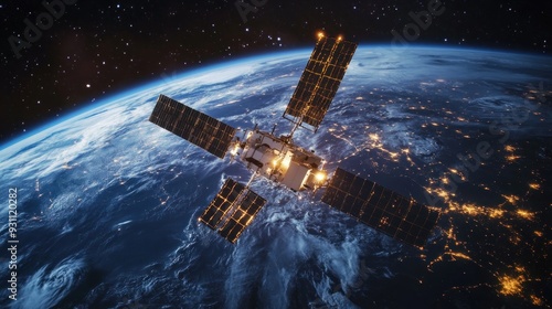 Satellite Orbiting Earth photo