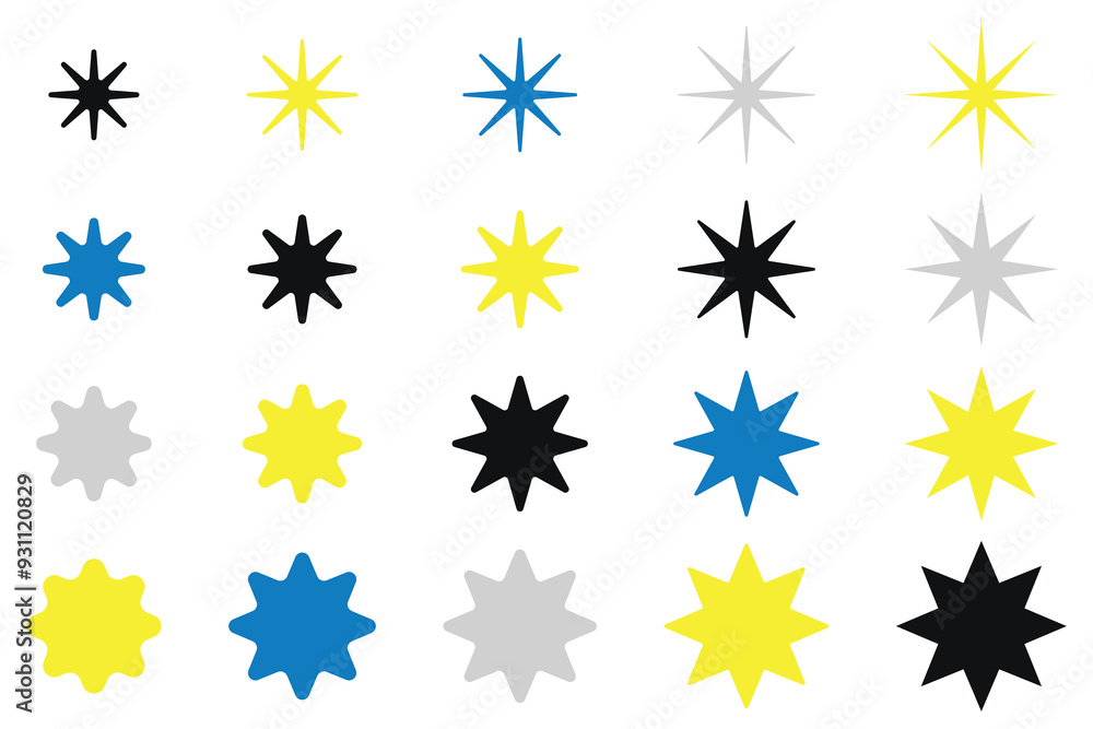 Star icon. Abstract Twinkle Sparkle stars icons collection. Spark asterisk shapes set. Black silhouette. Starburst Bling magic shine effect. Simple retro style Element for card. EPS 10. Star icon. Abstract Twinkle Sparkle stars icons collection. Spark asterisk shapes set. Black silhouette. Starburst Bling magic shine effect. Simple retro style Element for card. EPS 10.