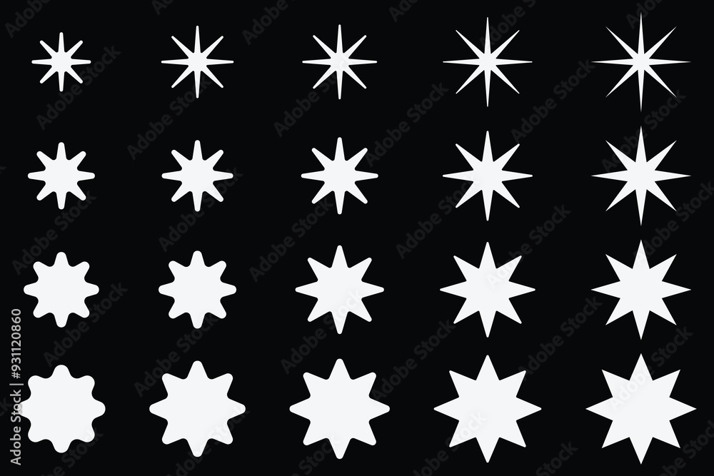 stars icon. Star icon set in different shape. stars icon. Star icon set in different shape.