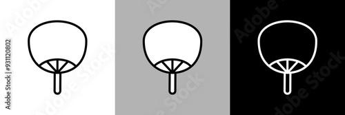 シンプルな線画の団扇のベクターアイコン