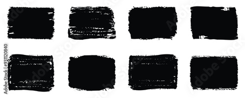 Set of grunge square template backgrounds. Vector black painted squares or rectangular shapes. Set of grunge square template backgrounds. black dirty texture. brush stroke collection. Hand drawn