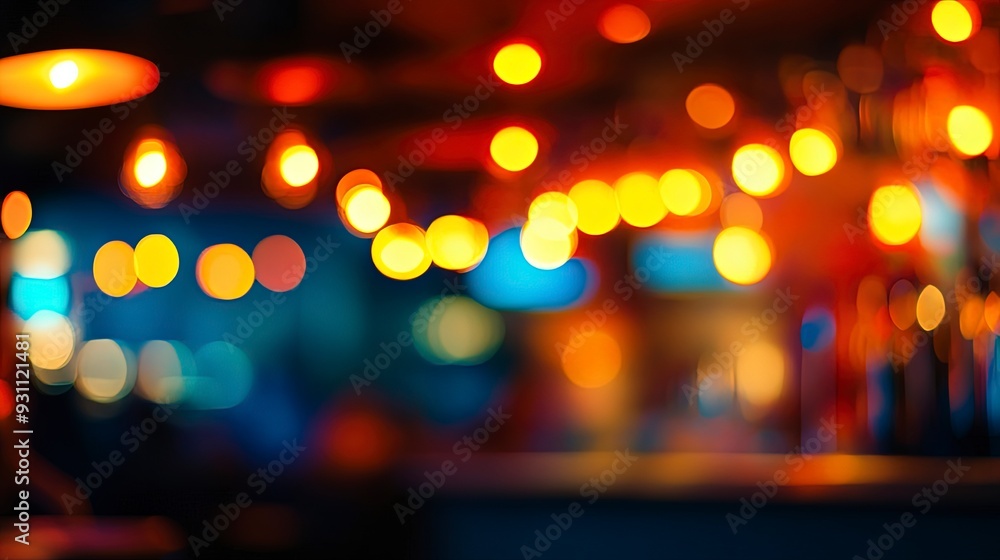 blur orange light of party at pub or bar at night background. Generative ai blur orange light of party at pub or bar at night background. Generative ai