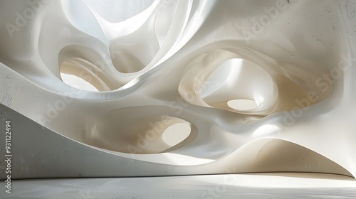 Minimalist background with white 3D abstract sculpt