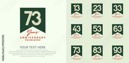 anniversary logotype set, green and red color can be use for celebration