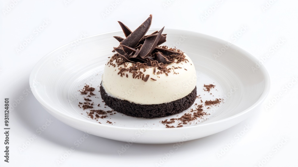 Gourmet Cookies and Cream Mousse Dessert Plate with Chocolate Shavings for Elegant Presentation Gourmet Cookies and Cream Mousse Dessert Plate with Chocolate Shavings for Elegant Presentation
