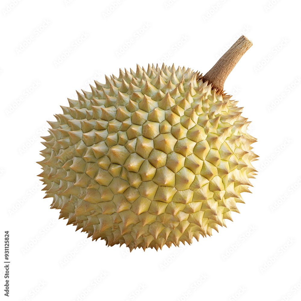 Photography of Solitary Exotic Durian Fruit on Plain White Background Transparent PNG with Detailed Clarity Photography of Solitary Exotic Durian Fruit on Plain White Background Transparent PNG with Detailed Clarity