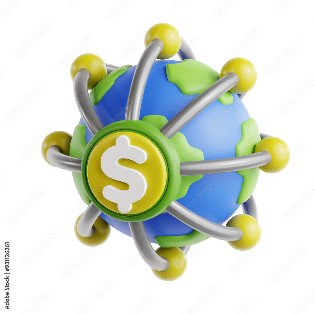 3d icon of international business global network, earth illustration with comprehensive coverage 3d icon of international business global network, earth illustration with comprehensive coverage