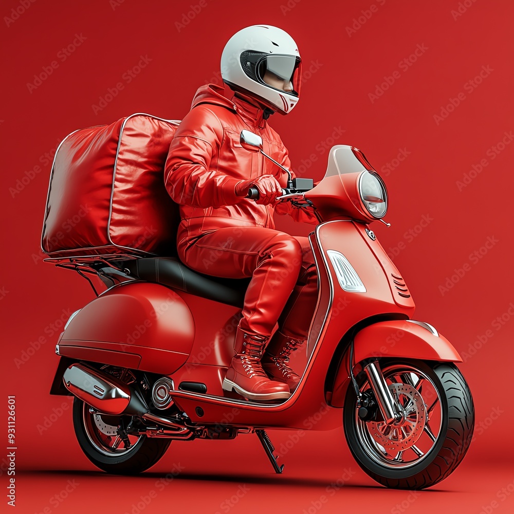 A food delivery rider on a scooter, wearing a branded uniform and ...