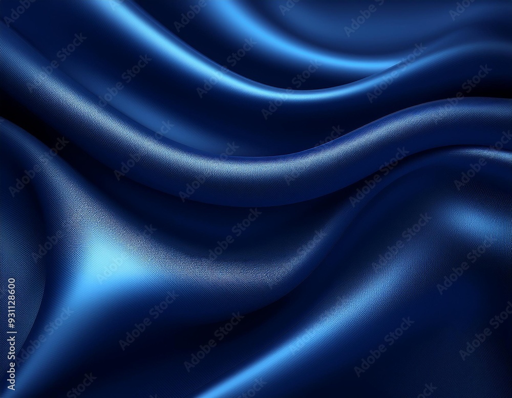 Obraz premium Shimmering Midnight: Navy Blue Satin Fabric Folds