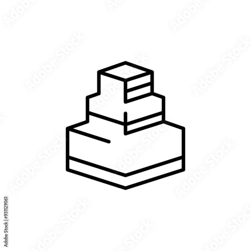 Geometric tiered cake icon. Simple geometric cake icon with tiered design for social media, app, and web design. Vector illustration.