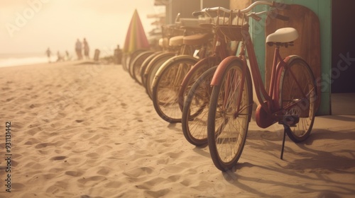 Vintage Bikes on a Sandy Beach
