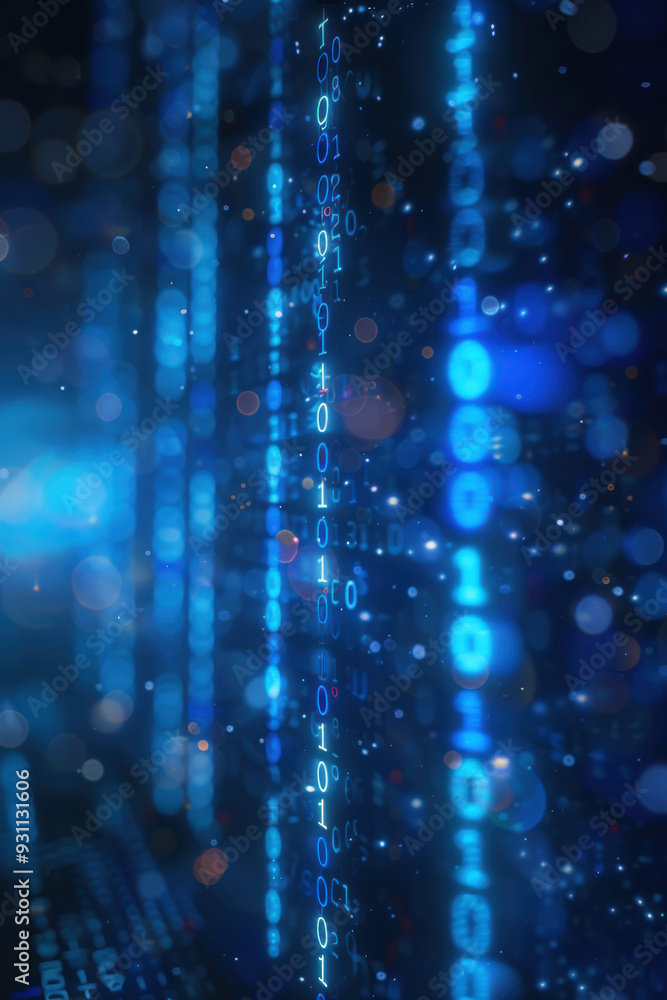 Obraz premium Blue Digital Data Stream Flowing