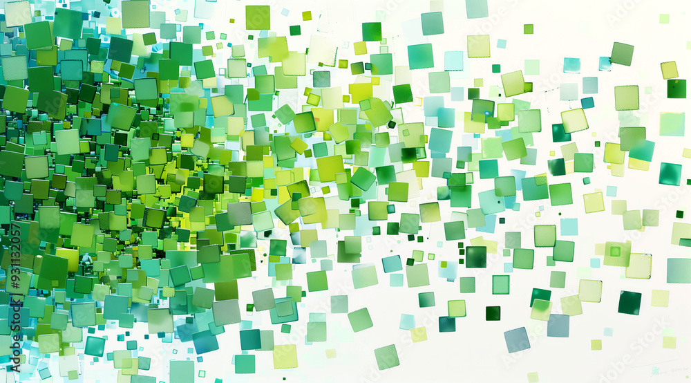 Fototapeta premium abstract background with green squares mosaic,wallpaper