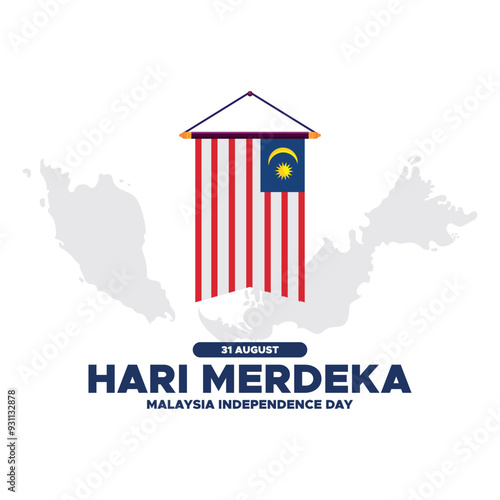 Malaysia independence Day, Malaysia National Day, Hari Merdeka, 31 August Malaysia day, stock illustration, greeting card, background concept about Hari Merdeka, Malaysia independence Day.