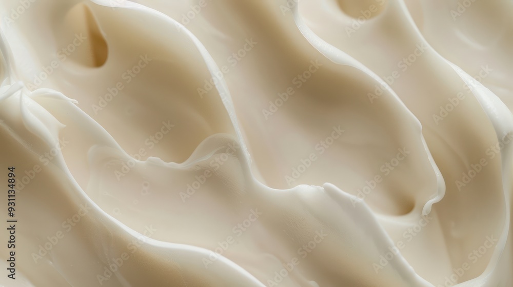 Obraz premium Creamy Swirls, Close-Up of White Lotion, Smooth and Rich Texture