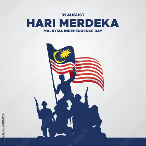 Malaysia independence Day, Malaysia National Day, Hari Merdeka, 31 August Malaysia day, stock illustration, greeting card, background concept about Hari Merdeka, Malaysia independence Day.