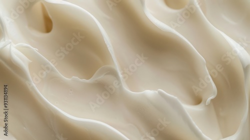 Creamy Swirls, Close-Up of White Lotion, Smooth and Rich Texture