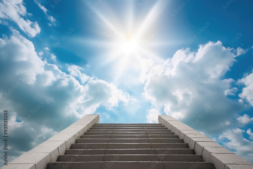 generated illustration motivation concept idea of ladder leading up. generated illustration motivation concept idea of ladder leading up.