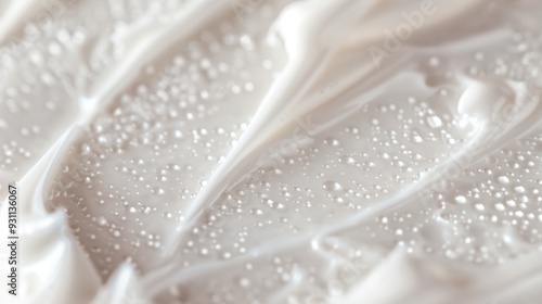 Close-up of White Cream with Water Droplets