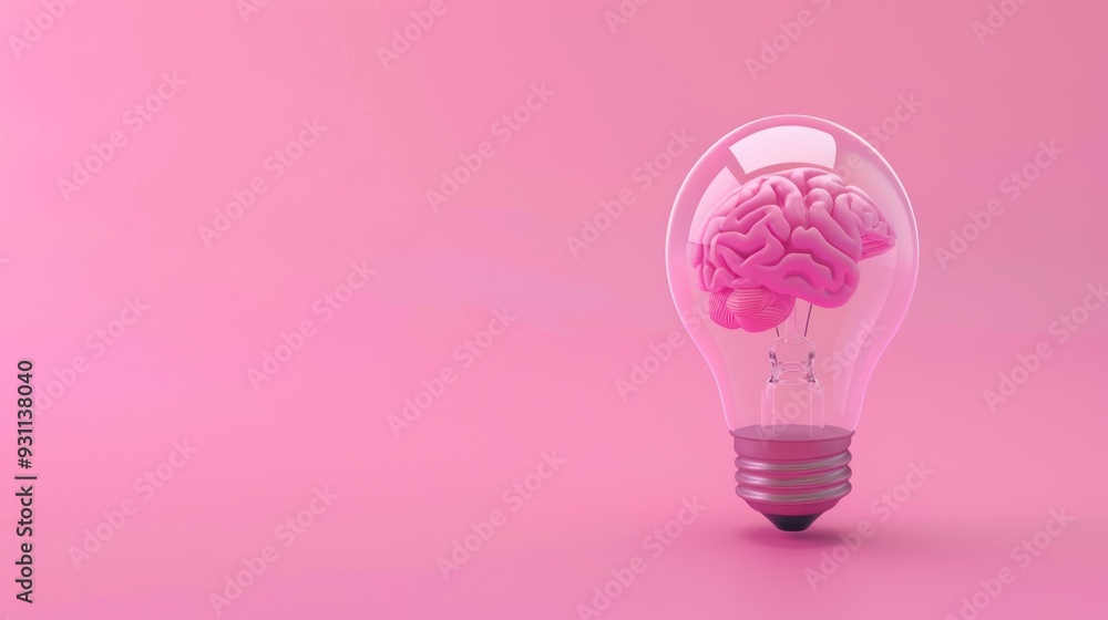 Pink Brain Bulb, Illumination of the Mind Pink Brain Bulb, Illumination of the Mind