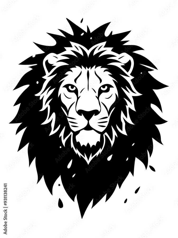 Fototapeta premium Illustration of lion head design silhouette vector art 