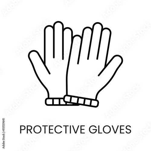 Mittens or gloves protective line vector icon with editable stroke