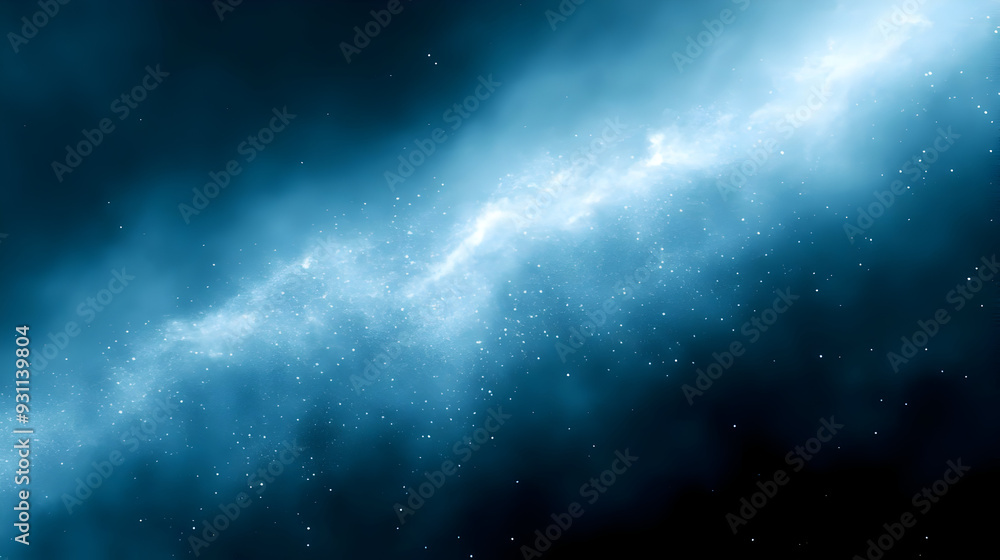 A cosmic scene depicting a galaxy with swirling clouds of stars. A cosmic scene depicting a galaxy with swirling clouds of stars.