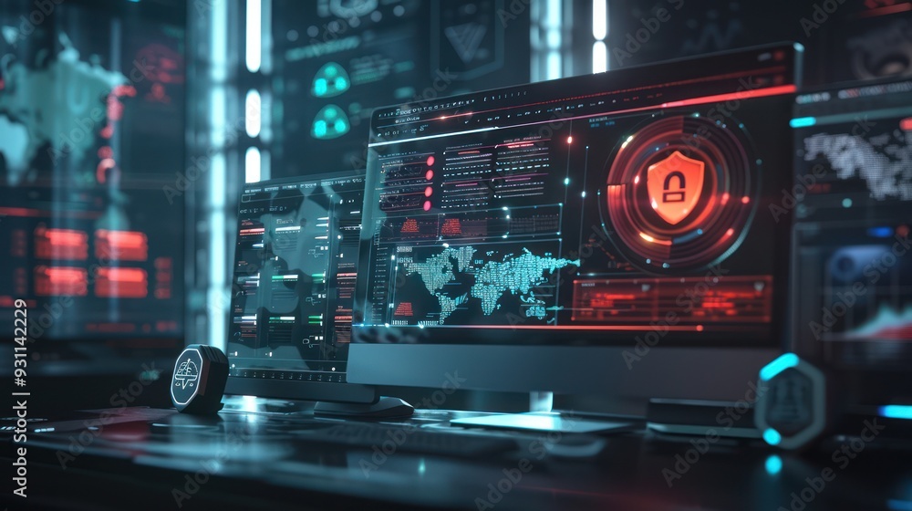 Obraz premium Cybersecurity Workstation