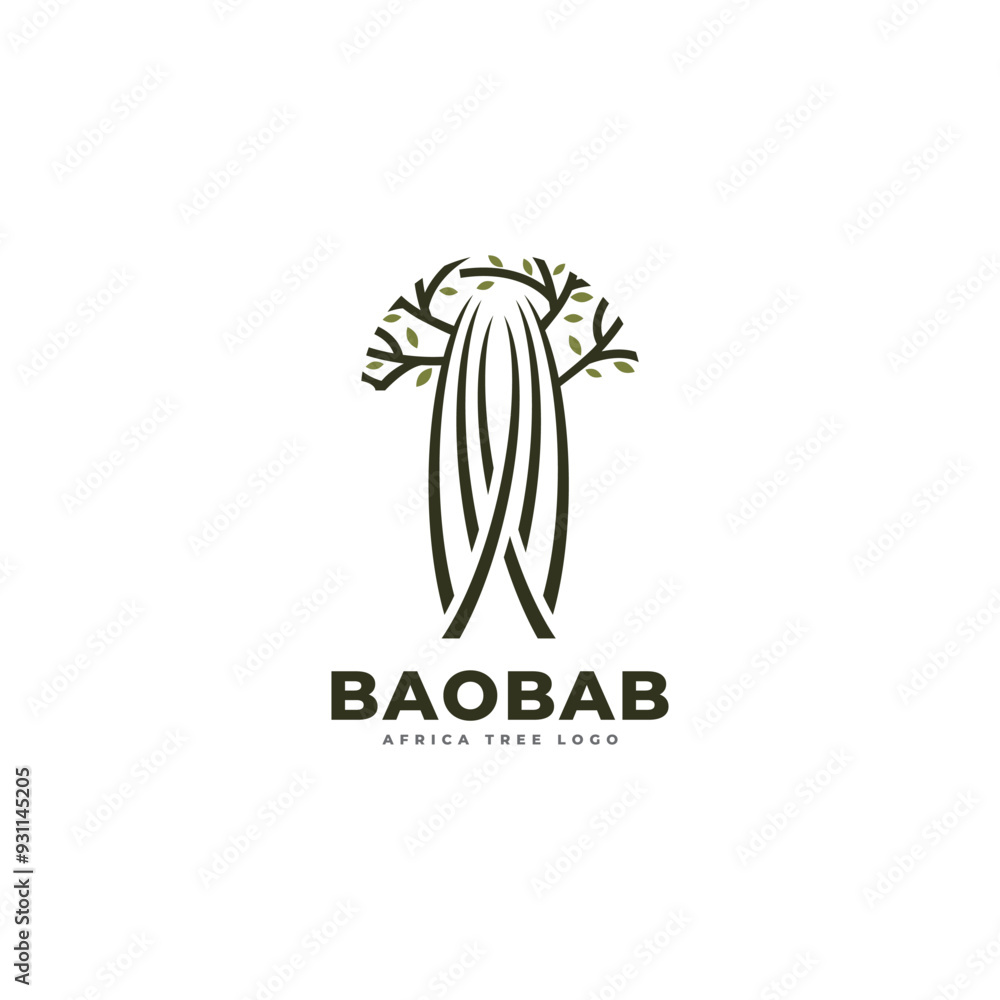 Fototapeta premium Baobab tree logo icon design template flat vector