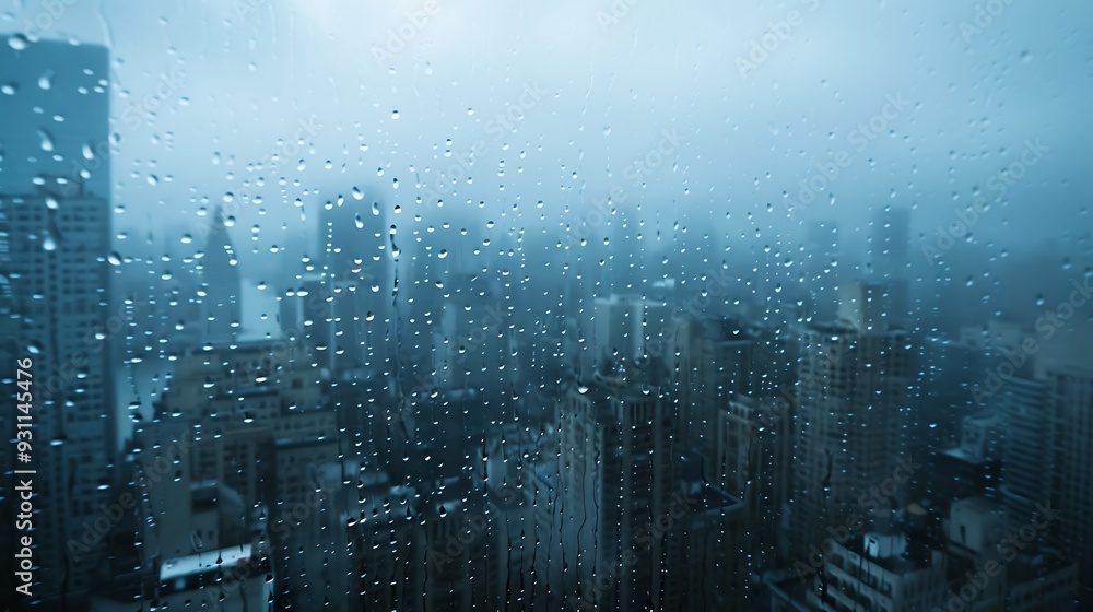 Rainy Cityscape Through a Window Rainy Cityscape Through a Window