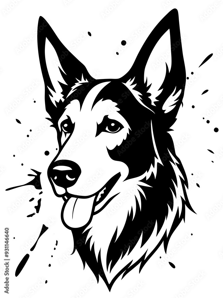 Illustration of dog head design silhouette vector art Illustration of dog head design silhouette vector art