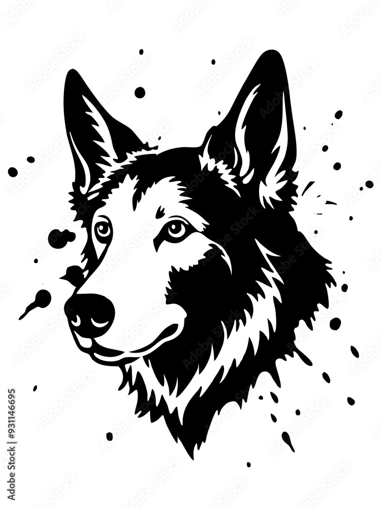 Fototapeta premium Illustration of dog head design silhouette vector art 
