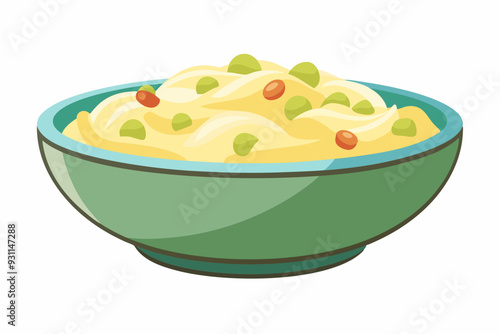 A bowl of mashed potatoes vector design