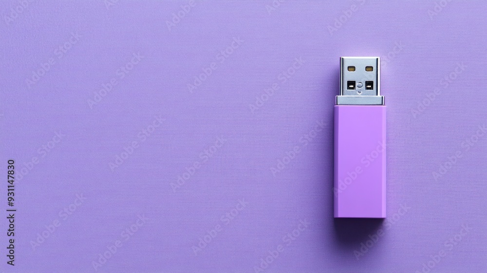 Purple USB Flash Drive on a Lilac Background Purple USB Flash Drive on a Lilac Background